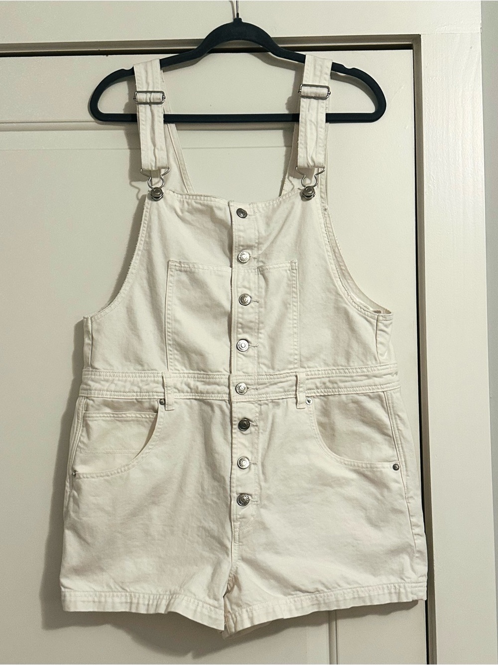 American Eagle White Denim Shortalls